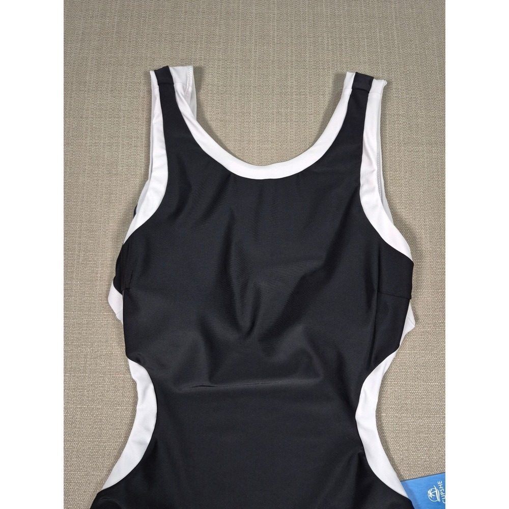 Cupshe Womens Black White Colorblock Cutout One Piece Swimsuit Size L New - Picture 10 of 11